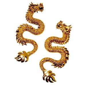 Gold-Tone Dragon 2" Drop Earrings - NWT